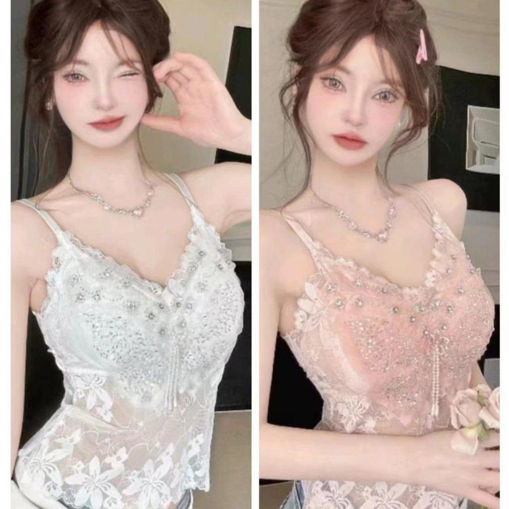 Stylish Summer Lace Beaded Camisole - Sexy Versatile Women's Bandeau Top
