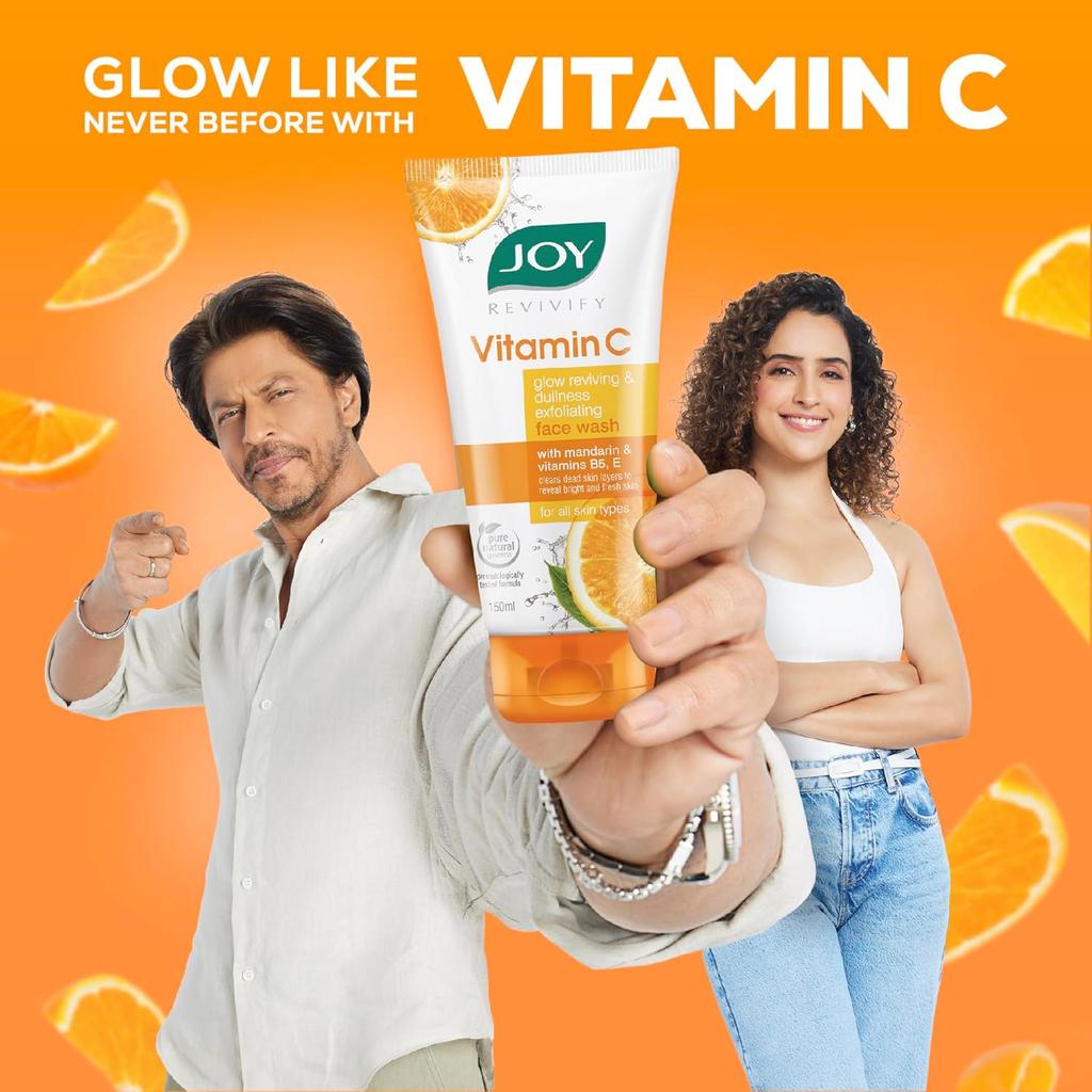 JOY Vitamin C Face Wash 100ml Pack of 1 For Glowing Skin Brightening Daily Cleanser Men Women