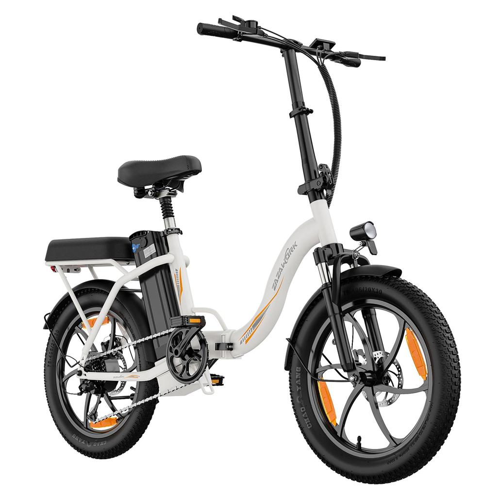 ZAZAWORK C16 City Folding Electric Bicycle 250W Motor 20 Inch Fat Tires 120Kg Load Outdoor Ride E-Bike With Tow Seat