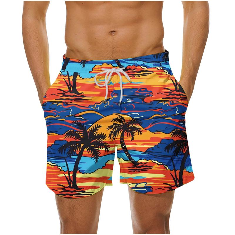 Hawaiian Palm Tree Graphic Beach Shorts 3d Printing Tropical Swim Trunks Men Summer Casual Quick Dry Swim Shorts Bathing Suit