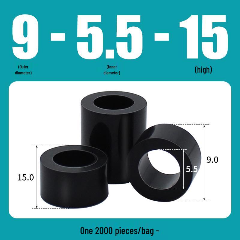 M5 Black Washer Hollow Pass-Through ABS Gasket Spacer, PC Board Isolation, Round Hole Sleeve Insulation Support Post.