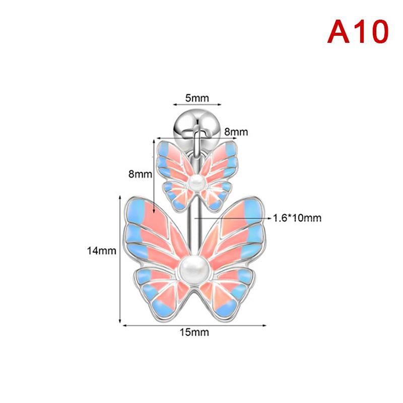 Pink Pendant Belly Button Ring For Women Stainless Steel Navel Piercing Jewelry Rabbit Heart Bear Butterfly Belly Ring