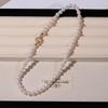 Natural Deep Sea Shell Pearl Necklace & Bracelet Set - Three-Piece Round Choker for Women