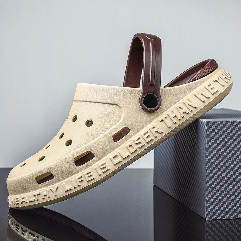 

2024 летние мужские повседневные тапочки, противоскользящие, износостойкие, мягкие, удобные модные пляжные тапочки 45 жёлтый