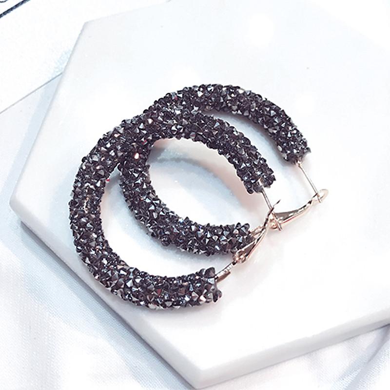 Crystal Hoop Earrings For Women C-shaped Punk Brincos Fashion Jewelry Bijoux Geometric Circle Loop Earring pendientes mujer