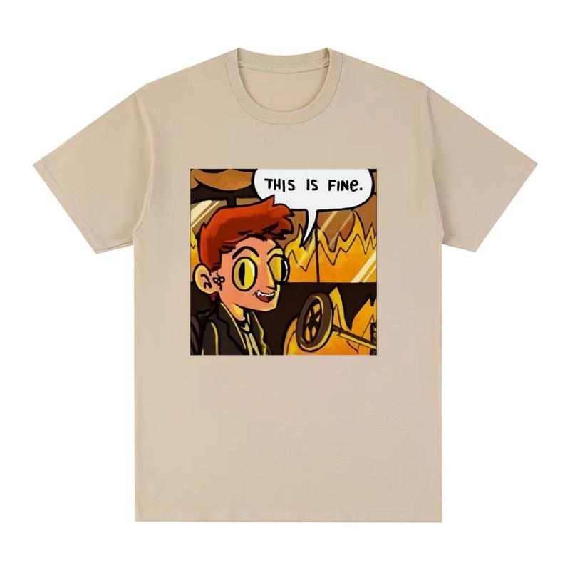 Good OUnisexs This Is Fine Crowley Graphic T Shirt Unisex Fashion Vintage T Shirts Summer Cotton Casual Cozy Tshirts Streetwears