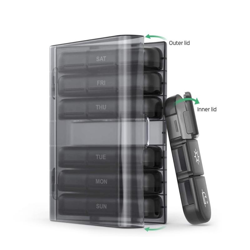 Relaxdays Portapillole 7 Giorni, Scomparti Mattino E Sera, In Tedesco, Contenitore Per Farmaci - Foto 8