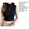 Women Bottoming Vest Solid Color Tops Collar Sleeveless Knitting Half High Slim Fit Tank Tops
