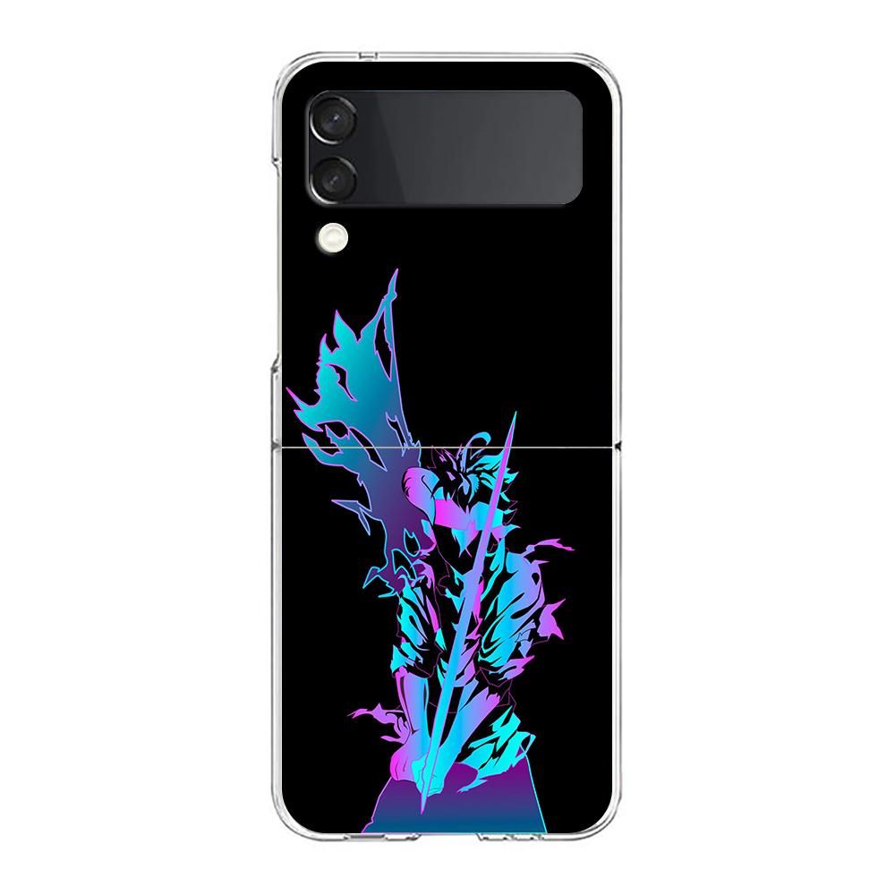 Asta Black Clover Neon Clear Phone Case For Samsung Galaxy Z Flip 4 Case Thin High Hard PC Shell on For Galaxy Z Flip 3 5G Cover