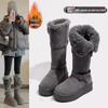 Women's Mid-Calf Gray High-Top Snow Boots 2025 - Thick-Soled, Velvet-Lined Winter Footwear