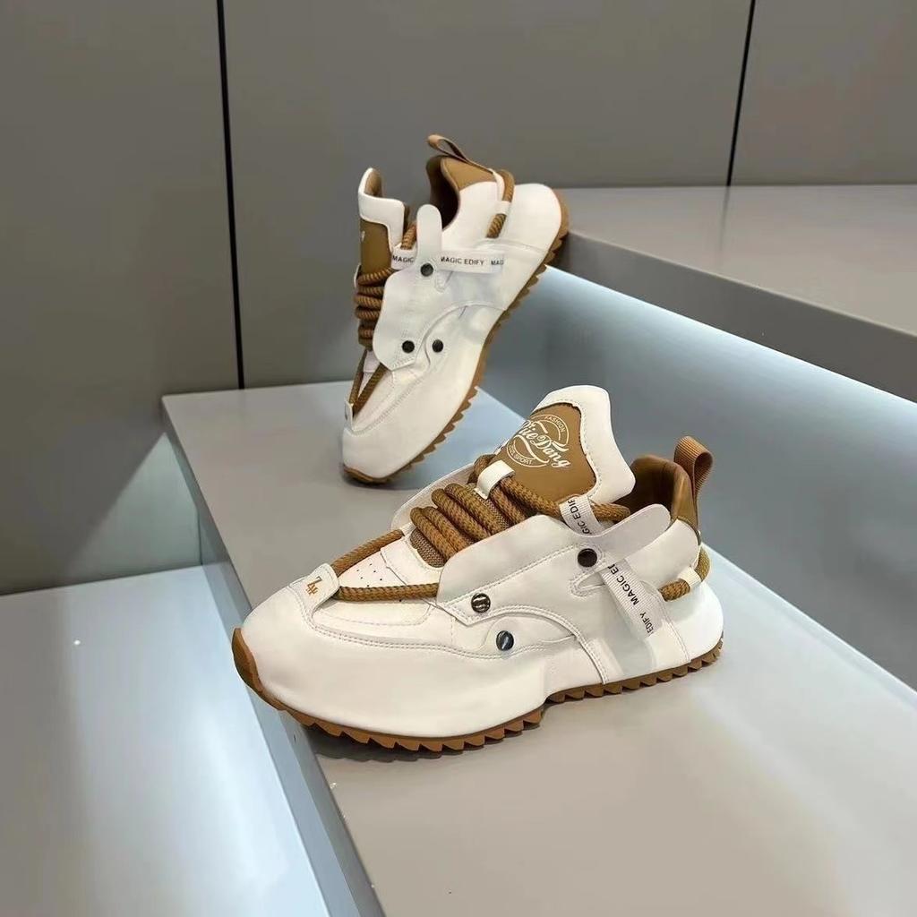 New Fashion Brand Designer Whtie Thick Bottom Casual Board Shoes for Men Flats Loafers Sports Walking Sneakers Zapatos Hombre