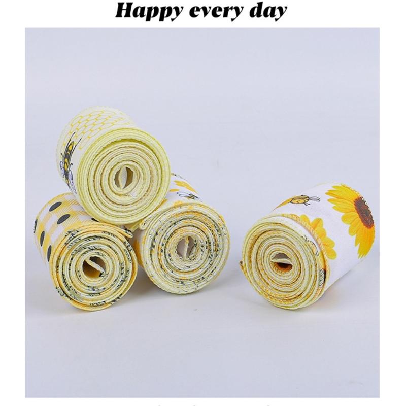 Wire Edged Ribbon Sunflowers Fabric Ribbon Decorative Ribbon Honeybees Ribbon