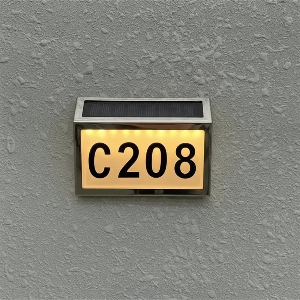 Waterproof Solar Powered Address Sign Easy Install LED Exterior Fence Lamps Outdoor Garden