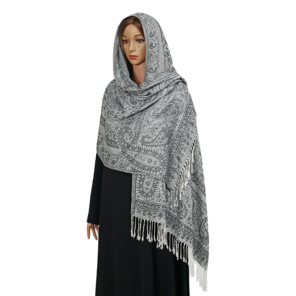 Cross Border Hot Selling Ethnic Style Shawl Paisley Cashew Jacquard Long Scarf Spring Summer Sunshade Headscarf Tassel