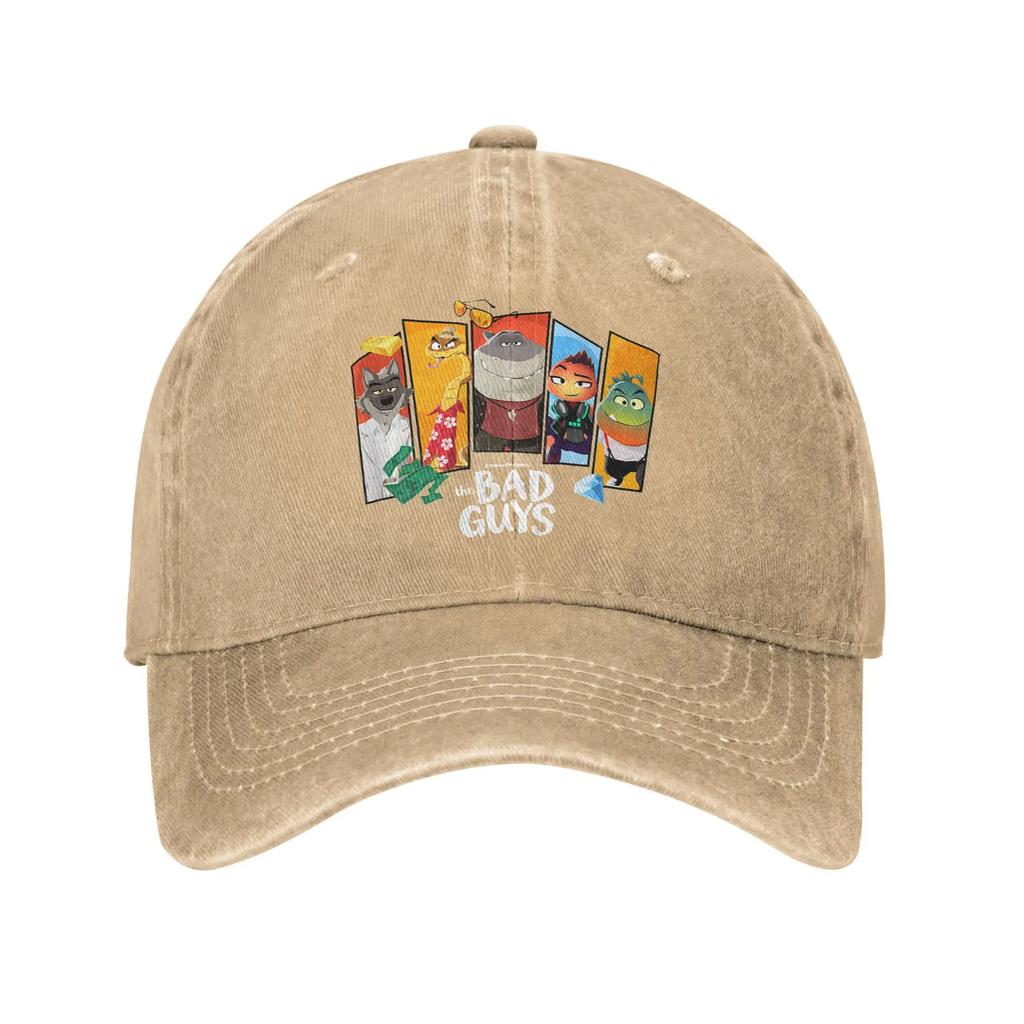 Classic The Bad Guys 2 Character Group Panels Baseball Cap Unisex Women Distressed Washed Snapback Cap  Outdoor Summer Gift Hats