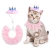 Festive Pet Princess Crown +Collar Set Dress Up Your Furry Friend! Birthday Photo Props for Dogs and Cats Accessories