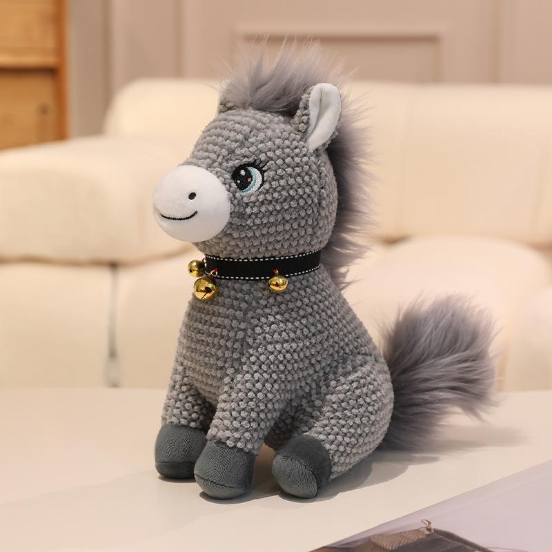 Cute Sitting Bell Pony Doll Plush Toy Pony Zodiac Horse Doll Boy Soothing Rag Doll 22cm（0.1kg）