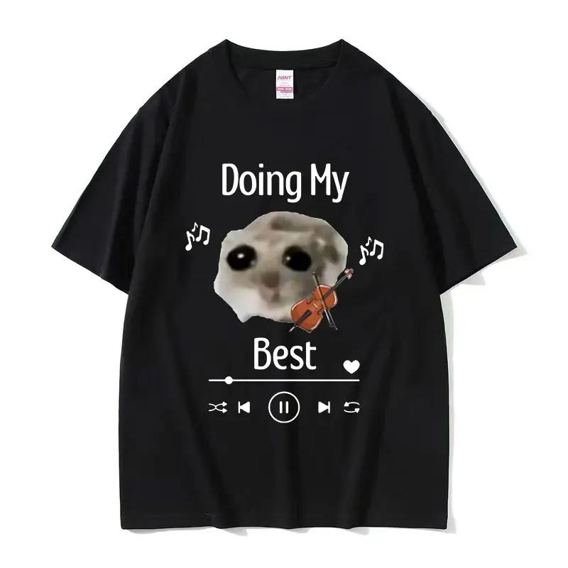 Funny Sad Hamster Meme Cry Men Women Cotton T Shirt Fashion Summer Casual Short Sleeve Streetwear Classic Print Unisex T Shirts