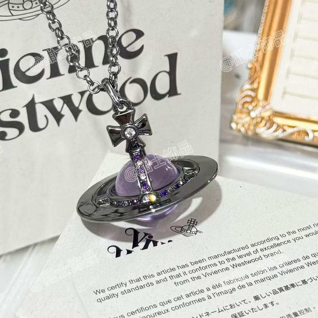 Vivienne Glacier Blue ORB Necklace - Women's European & American Style 3D Planet Saturn Pendant