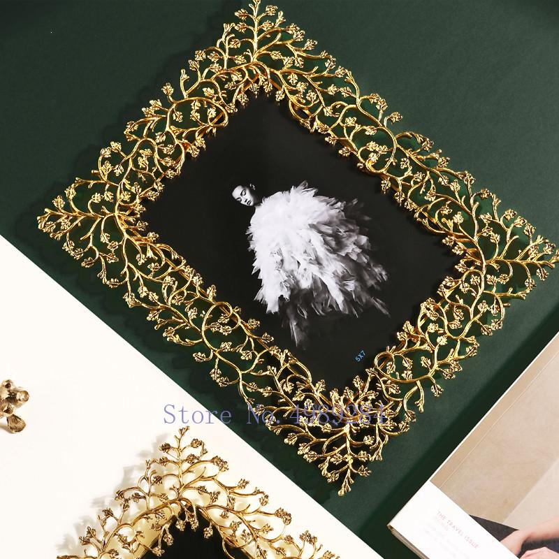 Creativity Photo Frame Metal Golden Leaves Modern Home Desktop Decoration Golden Picture Frame Photo Storage Display Decoration