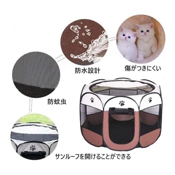 Octagonal Pet Cage Pet Circle Foldable Dog Cage Cat Cage Pet House Pet Tent Play Circle Portable Pet Cage Cat Birthing Room Lightweight Breathable