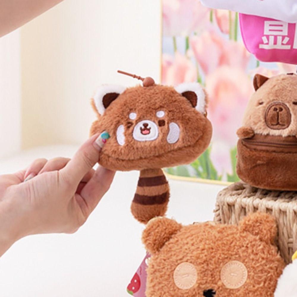 with Tail Red Panda Plush Keyring Animal Red Panda Purse  Backpack Decor