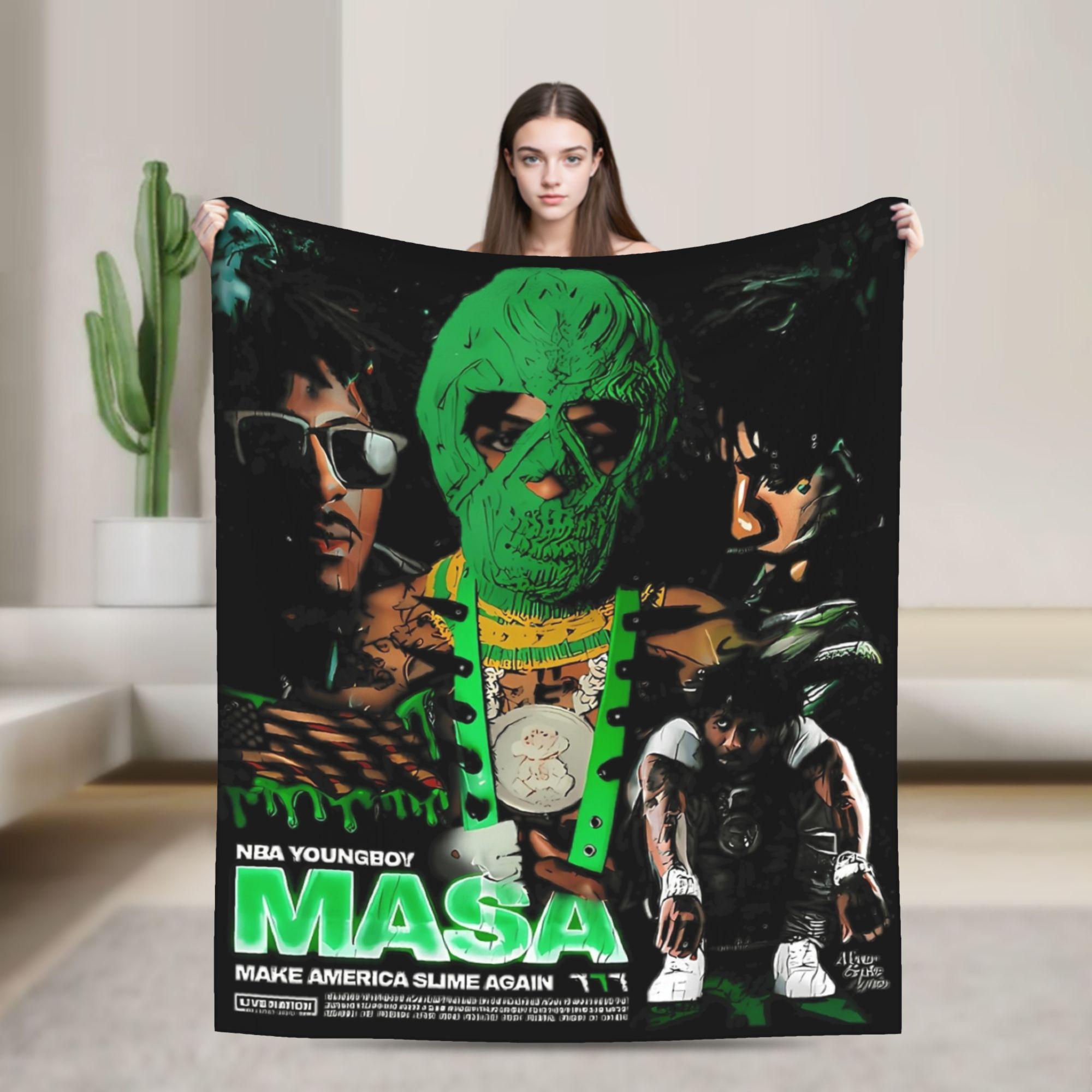Пледы с принтом рэпера Young Boy Never Broke Again MASA Tour 2025 для мужчин и женщин, супермягкие, теплые, для гостиной 75x90cm