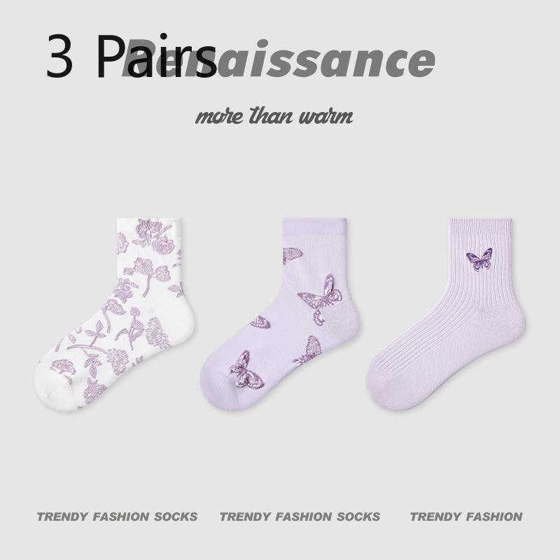 3 Pairs of Women's Summer Thin Geometric Design Breathable Stripe Low Top Socks