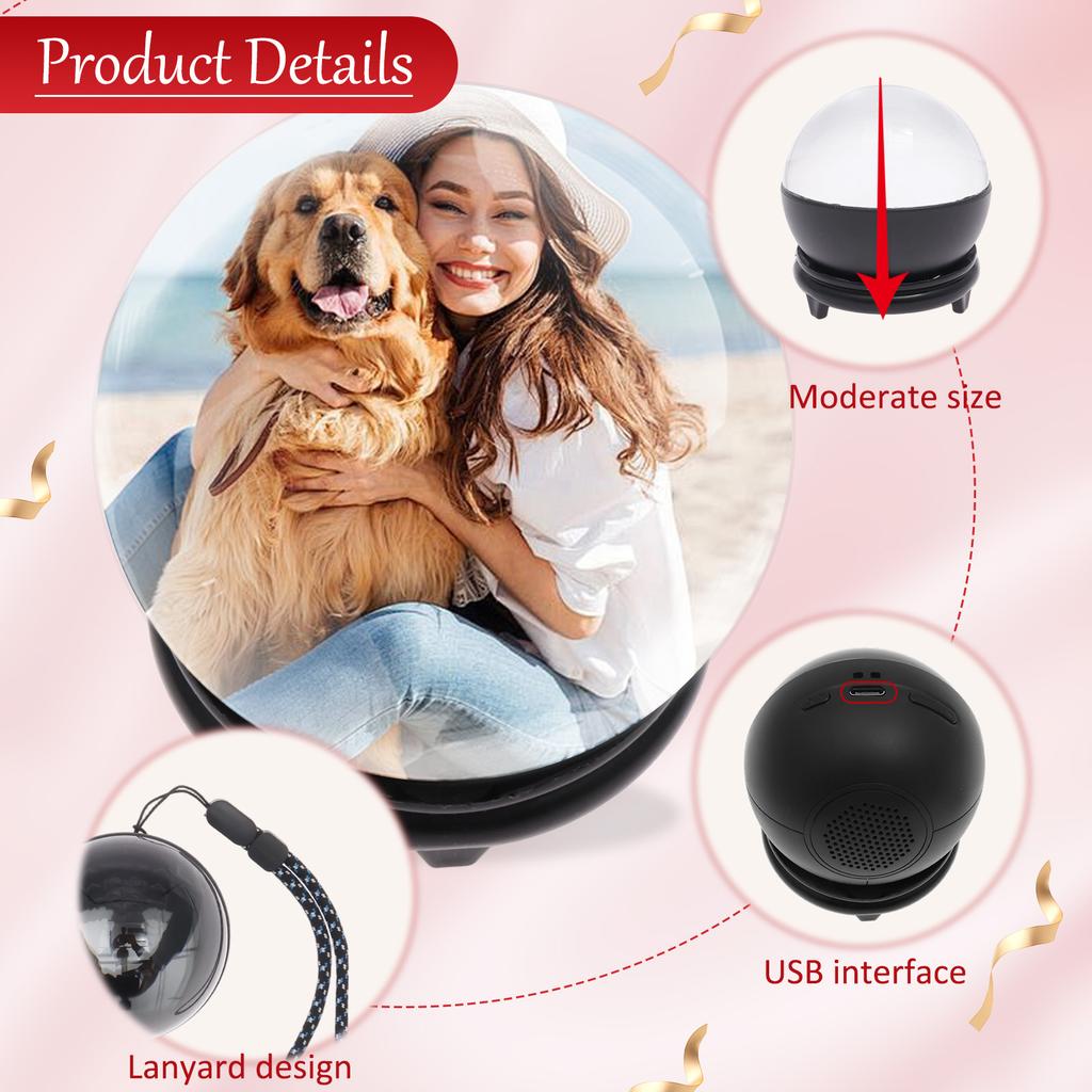 Video Crystal Ball Memory Sphere Art Glass Ball Lamp Spherical 3D Memory Orb Videos Player Christmas Valentine's Day Gifts