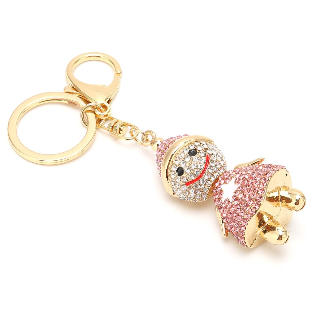Snowman Rhinestone Key Chains Sparkling Pendant Keychain Alloy Bag Buckle Pandant for Christmas