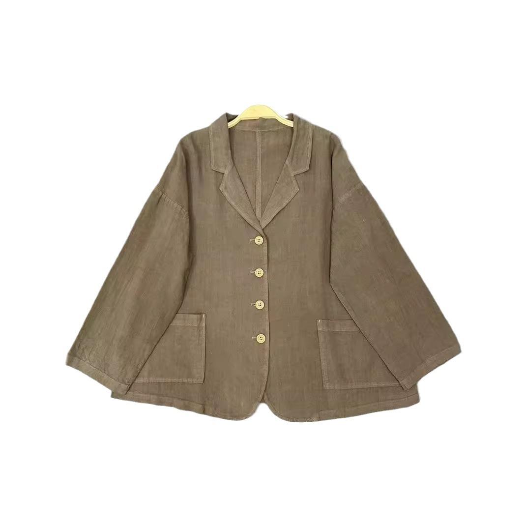 

Johnature осень потертые пальто костюм повседневный топ свободный вариант пригородный простой отложной воротник куртки женские One Size кофейный