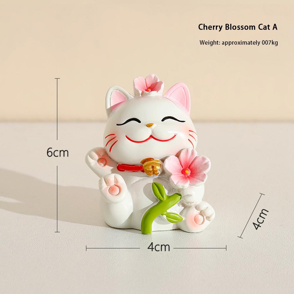 Lucky Cat Micro Landscape Decoration Resin Lucky Cat Figurine Statue Home Decor For Welcoming Fortune Good Luck