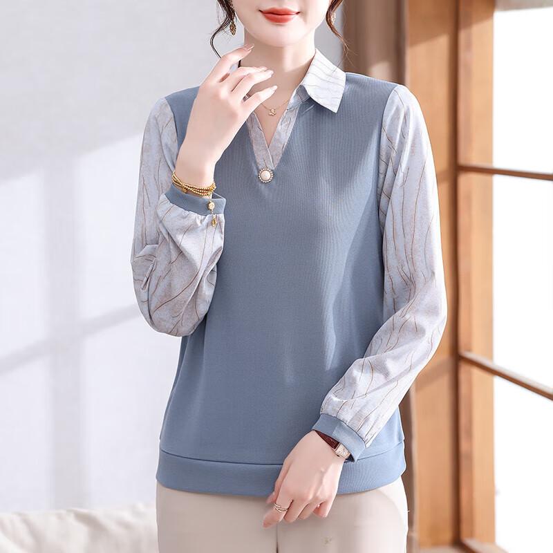 

XUEXI Женская трикотажная рубашка с длинным рукавом и лацканами 2XL