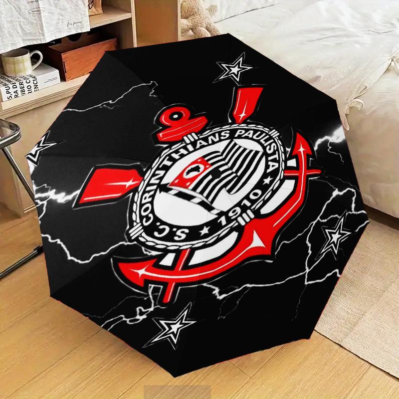 1PC Sport Club Football Crest Printed Umbrella Folding umbrella, automatic umbrella 8-Frame for Travel, camping Fan gifts Christmas Gifts