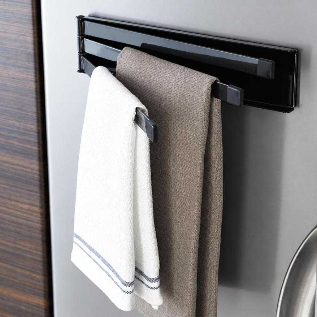 No- Towel Rack with Silicone End Protectors Space-Saving Foldable