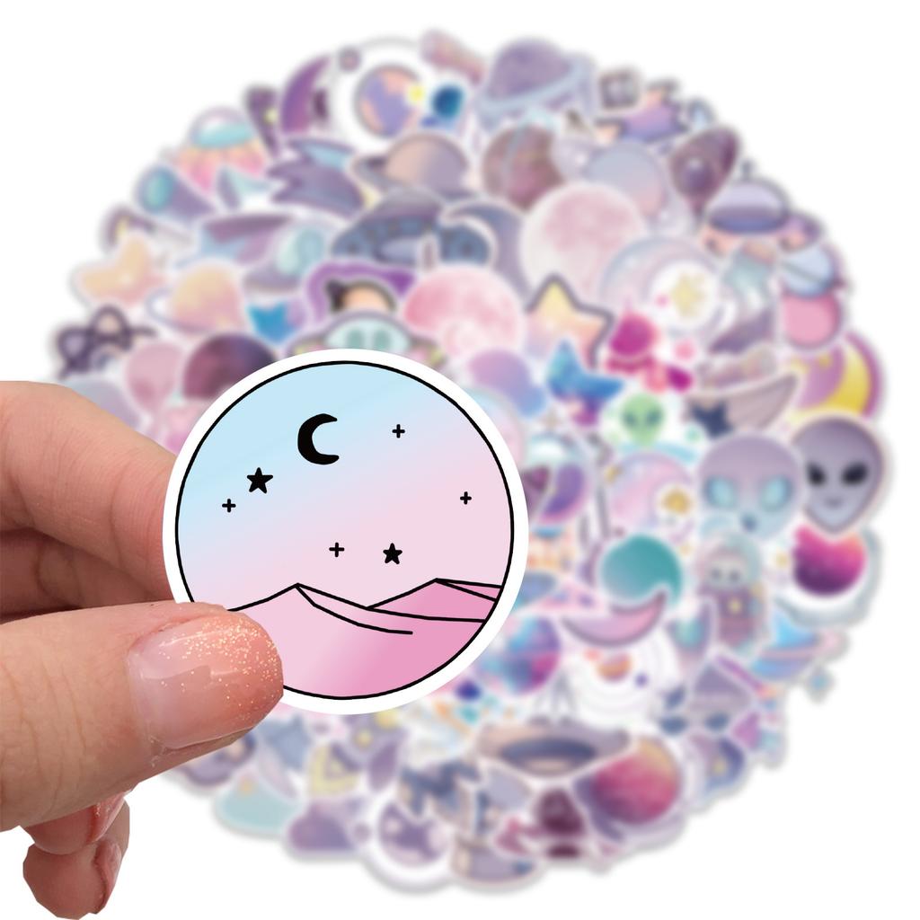 100 Cartoon Purple Planet Graffiti Stickers Suitcase DIY Waterproof Stickers