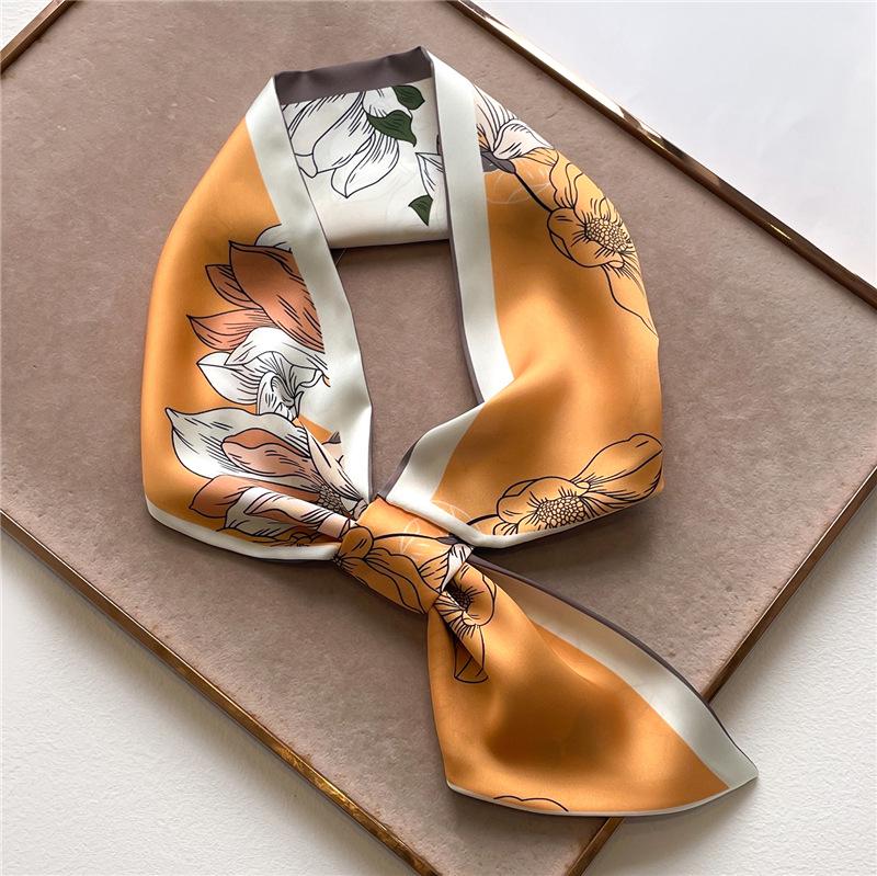 Striped Silk Scarf Imitation Long Diagonal Plaid Perfect For Spring Summer
