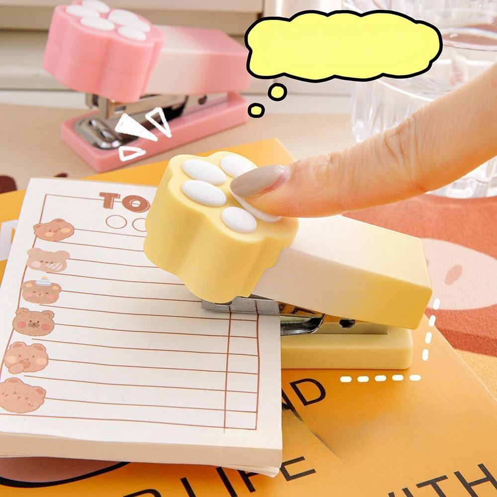 Gradual Gradient Macaron Color Mini Cat Paw Easy-to-use Stapler for Student Office Portable Binding Supplies Stapler