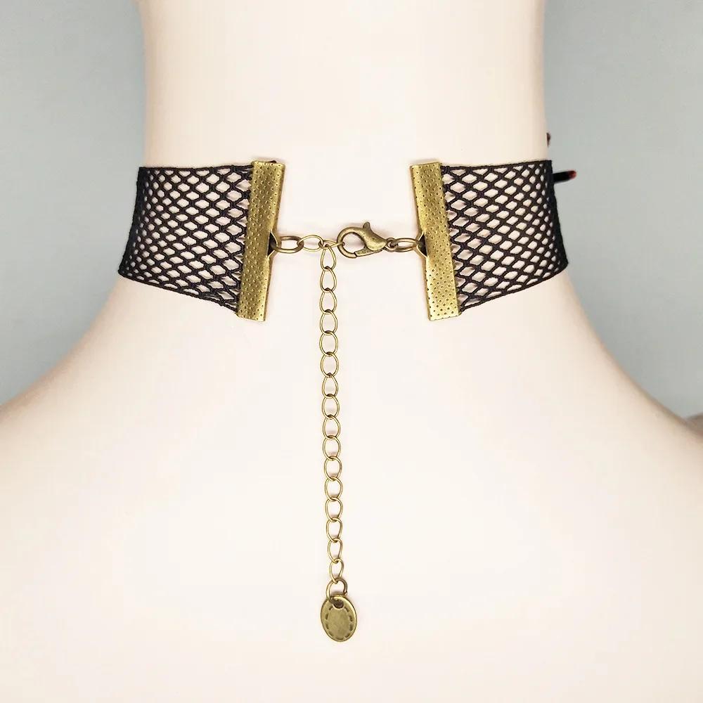 Halloween Scary Spider Blood Sucking Retro Clavicle Female Neckband Lace Necklace Pendant Fashion Jewelry Pendants