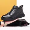 Winter First Layer Cowhide Wool Men's Cotton Shoes Genuine Leather Velvet Thermal Leather Shoes Casual Middle-aged Dad Men's Shoes Men's