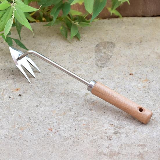 Gardening 3-Teeth Weeder Puller Long Handle Heavy Duty Outdoor Garden Lawn Farm Backyard Weed Remover Manual Weeding Uprooting Pulling Tools