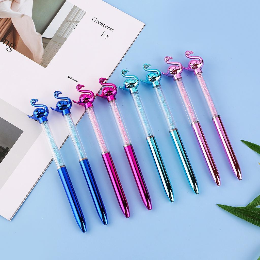 1Pc  Colored Metal Flamingo Pen 0.5mm Quick Drying Without Touching Hands Suitable for Office W, Diaries, and Student Classroom Prizes Back To School