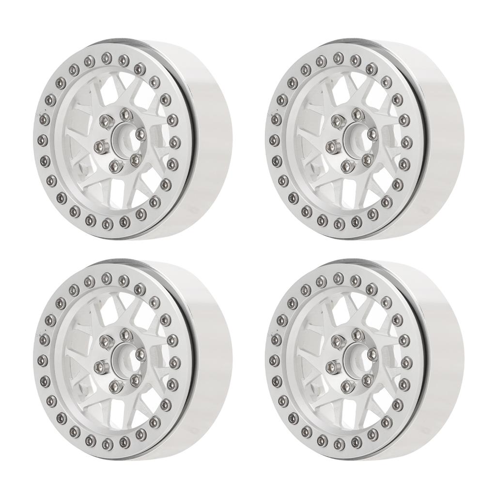Aluminum Alloy RC Car Wheel Hub 2.2 Inch RC Beadlock Wheels Rims for 110 Remote Control Car Silver