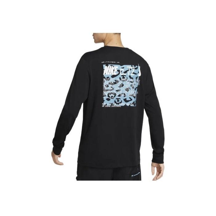 Nike Alphanumeric Logo Print Pullover Crewneck Long Sleeve T-Shirt Men Tops Black DZ2897-010