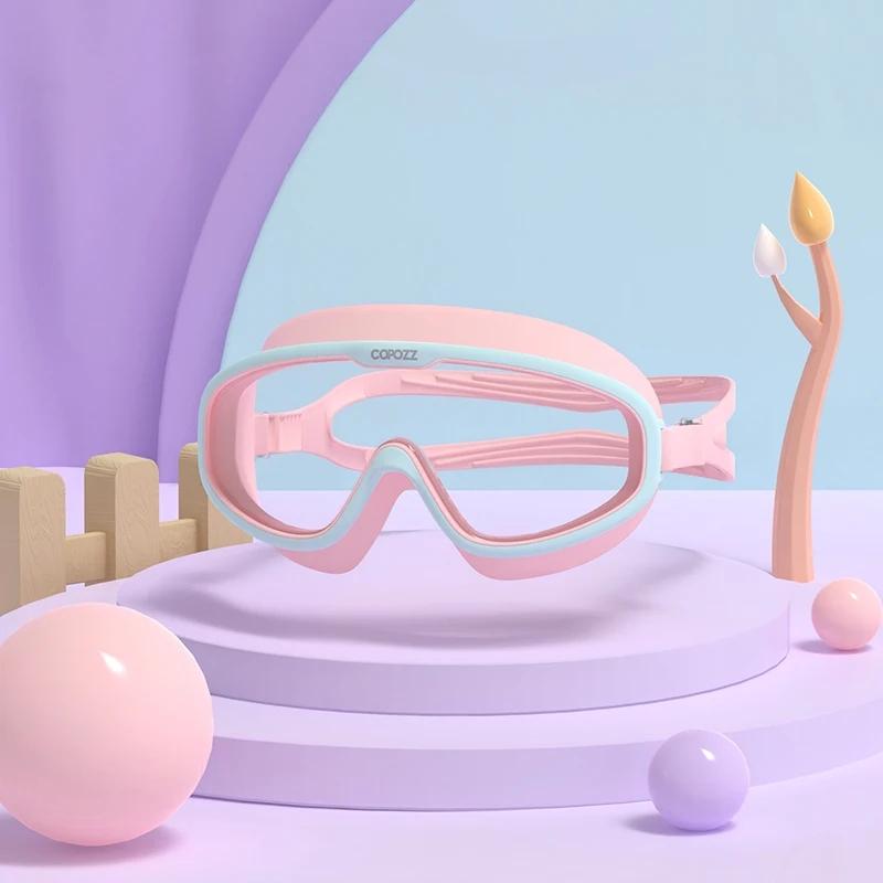 Kids Swimming Goggles Waterproof Adjustable Silicone Child Swim Glass Anti-fog UV Protection Big Frame Eyewear with Case