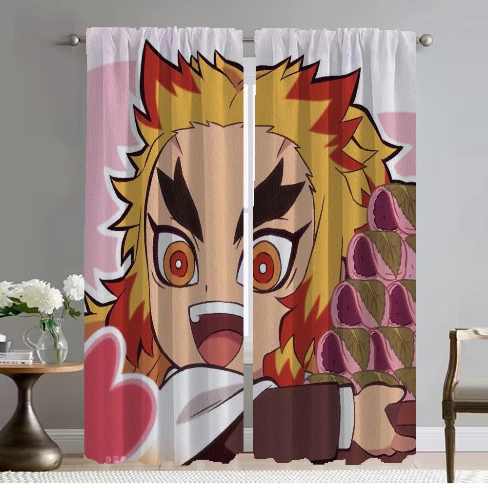 

Demon Slayer Home Interior Шторы для камеры, украшение на Хэллоуин, перегородка, элегантные шторы для комнаты, 2 шт., тюль для спальни W50xH70cmx2pcs-CL