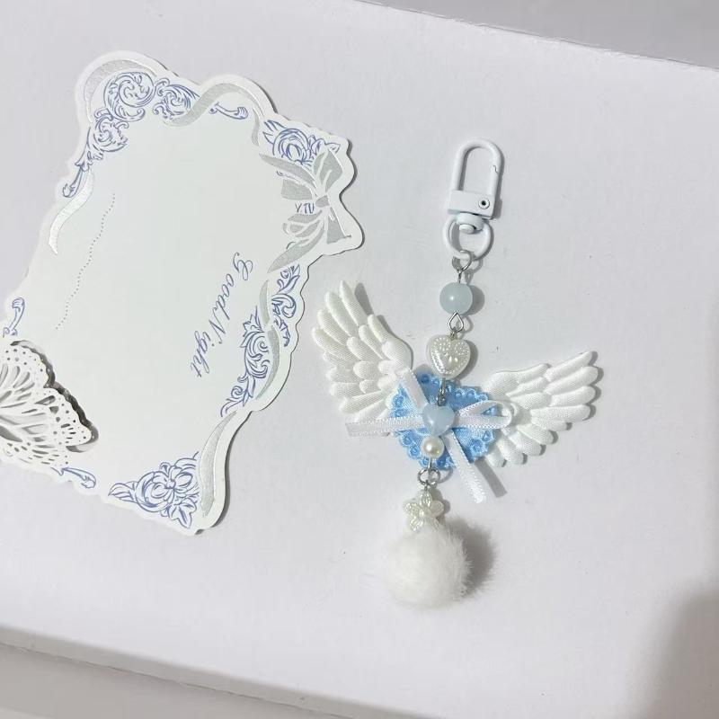 

Ins Style Sweet Cute Wings Love Key Pendant Keychain Y2K Angel Wings Charm Backpack Handbag Pendant Decoration Accessories