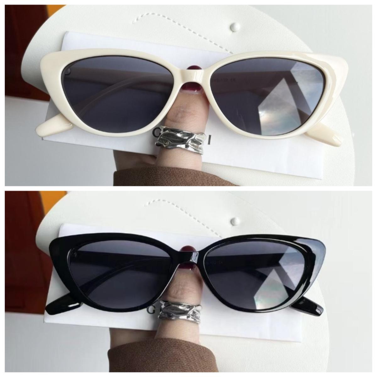 1 pair Concave small frame cat eye sunglasses fashionable face enhancing new trendy shades
