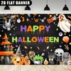 2D Flat Banner 1pc - Spooky Halloween Ghost Pumpkin Head Design, Halloween Theme