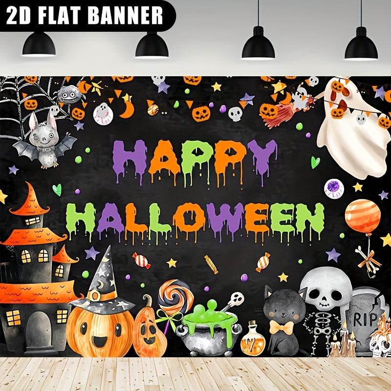 2D Flat Banner 1pc - Spooky Halloween Ghost Pumpkin Head Design, Halloween Theme